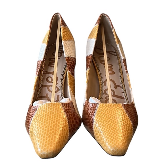 LN Sam Edelman Toni Snakeskin Embossed Colorblock Pumps Heels - 9 - Picture 12 of 16